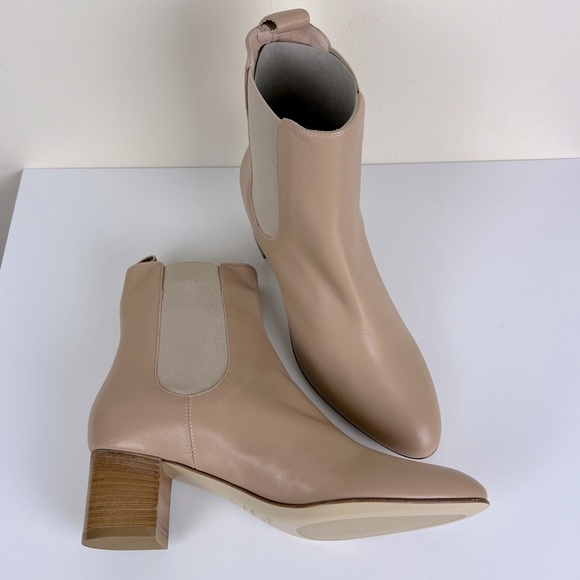 Kahmune | Neutral Leather Mila Chelsea Ankle Bootie Khaki | 38 - Picture 4 of 13